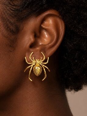 Gold Spider Statement Earrings - Women Jewelry